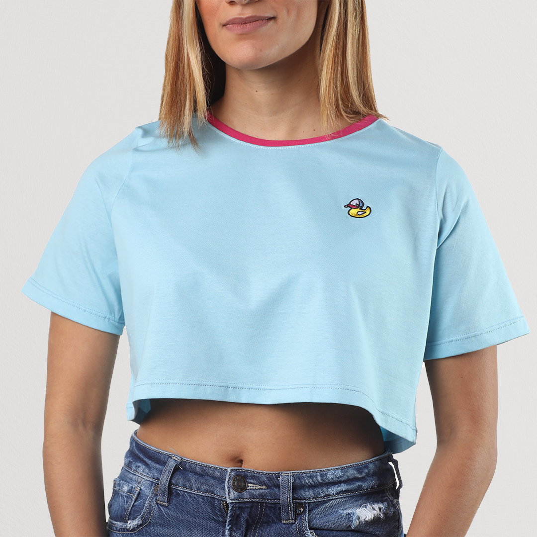 Embroidery Baby Blue Crop Top