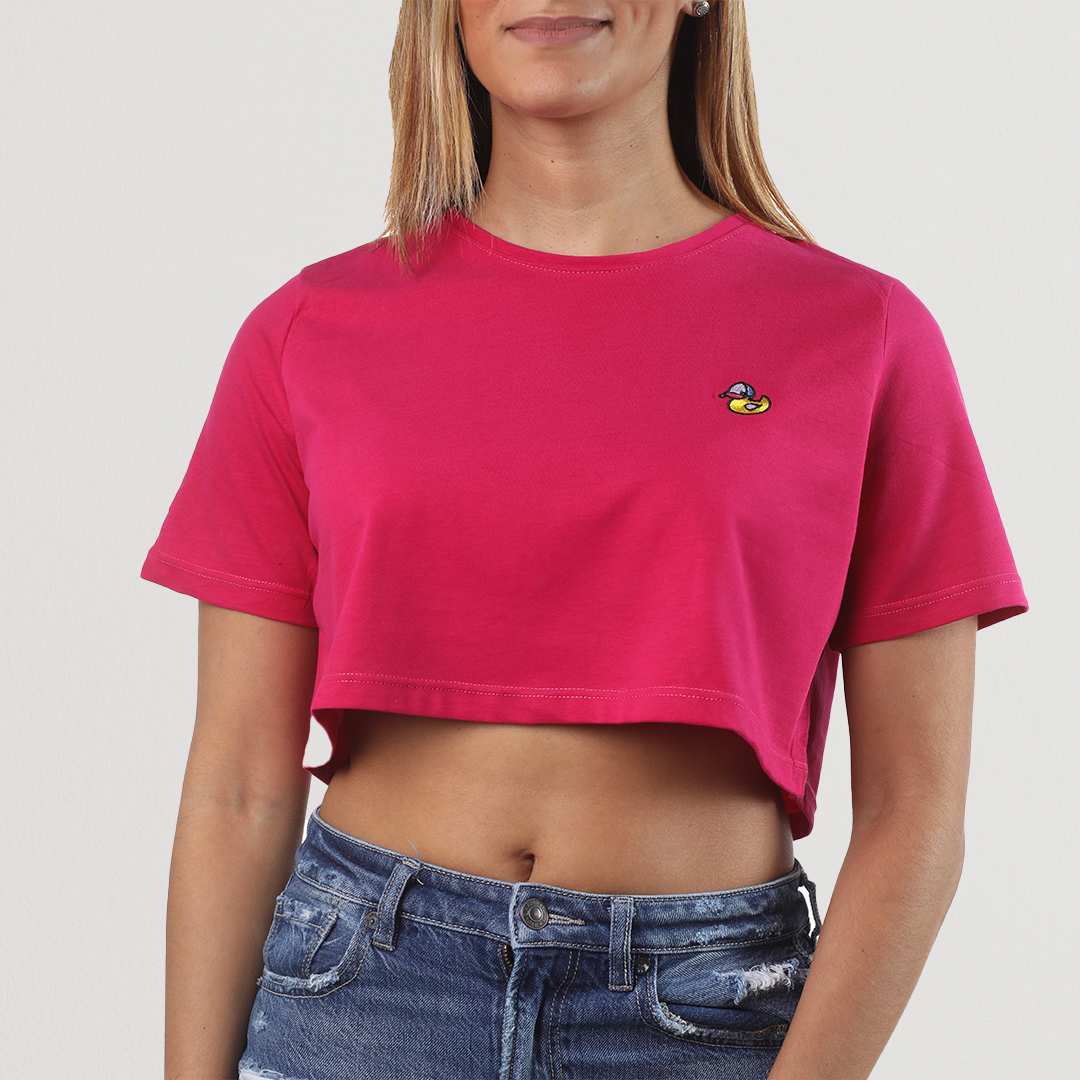 Embroidery Fucsia Pink Crop Top