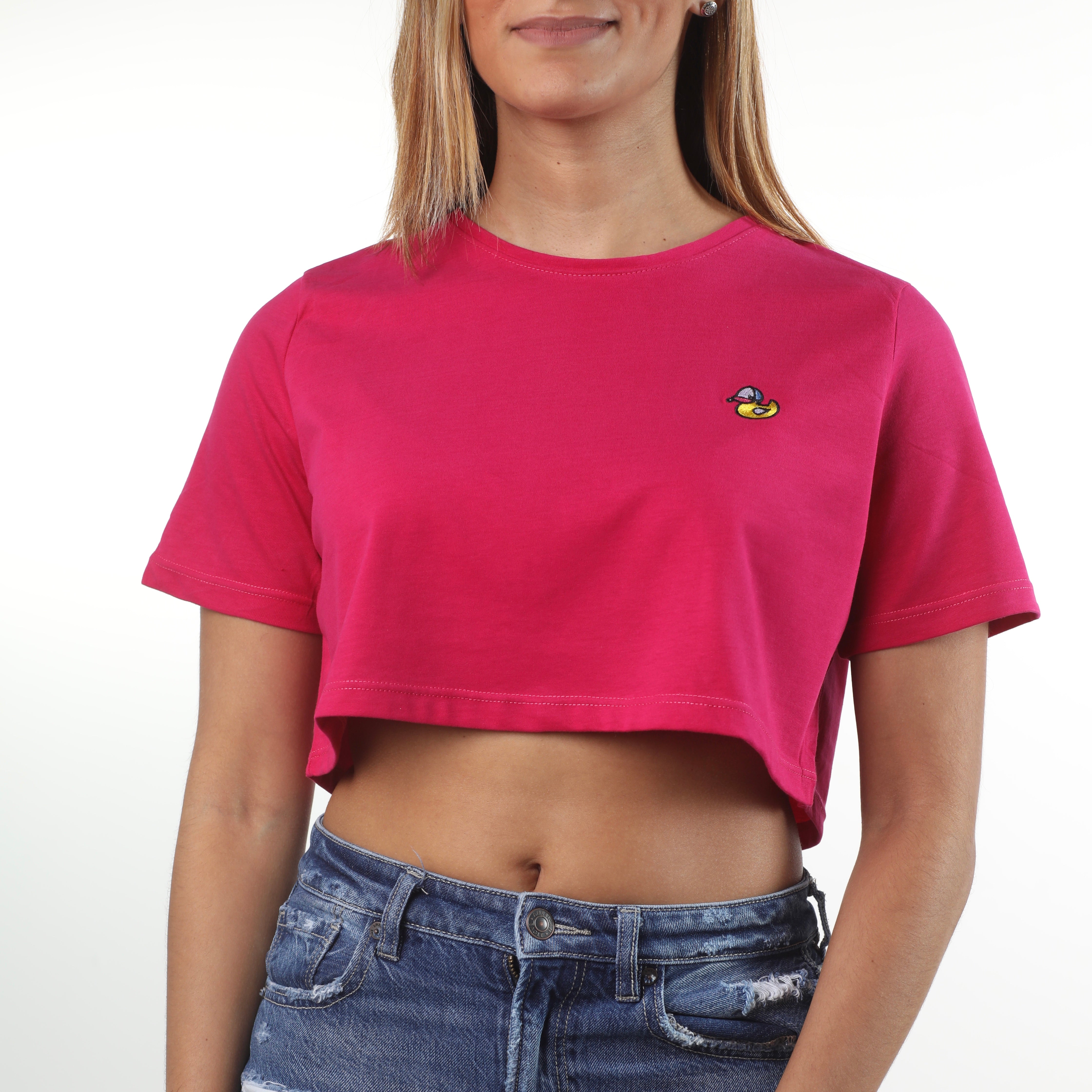 Embroidery Fucsia Pink Crop Top