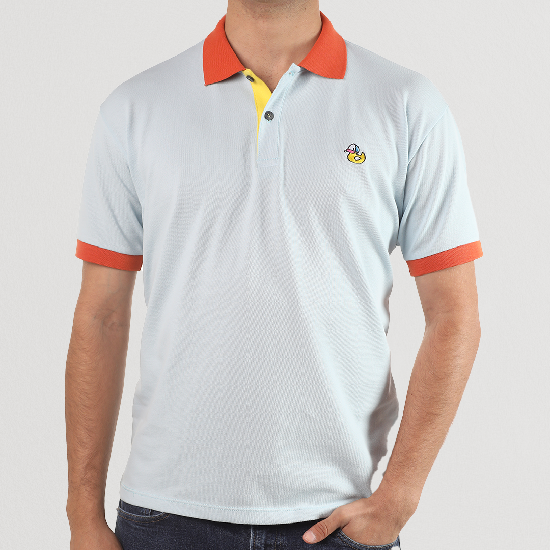 Light Blue and Orange Hule Polo